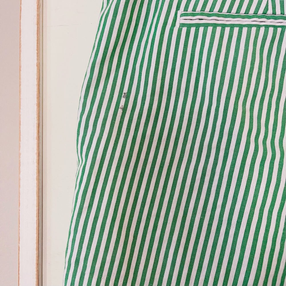 BANANA REPUBLIC Ryan Green White Pinstriped Button Short With Belt Loops Size 12 - Picture 10 of 10